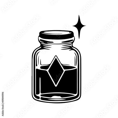 Mystical witch poison, magic poison, bottle, poison, Magic Celestial Silhouette Tattoo design.