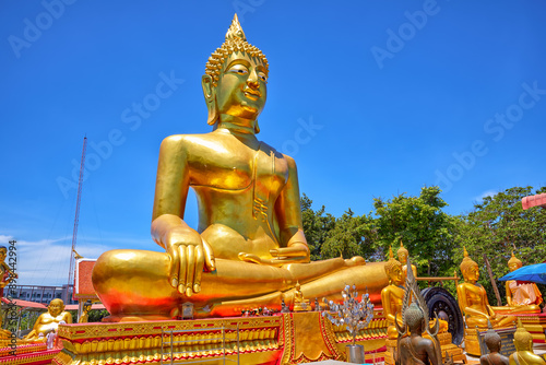 Seated buddha at Wat Phra Yai, buddhist temple in Pattaya, Thailand