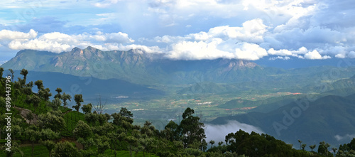 landscape view of Western ghats mountain range and clouds