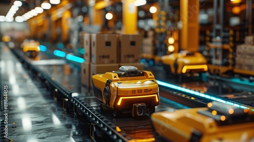 AI and automatic robotic for transport packages in delivery business.