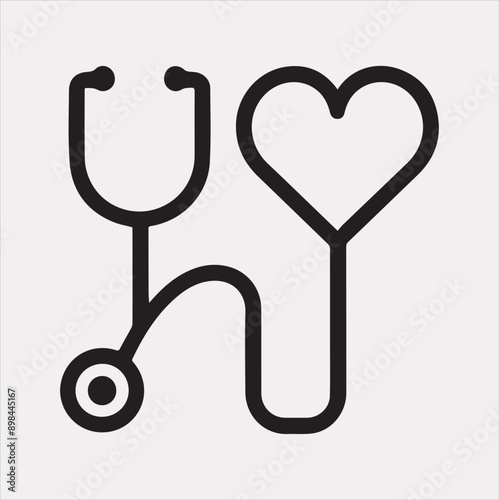 The stethoscope symbol health logo silhouette vector on a white background