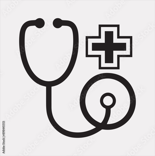 The stethoscope symbol health logo silhouette vector on a white background