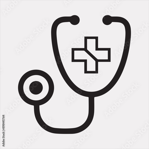 The stethoscope symbol health logo silhouette vector on a white background