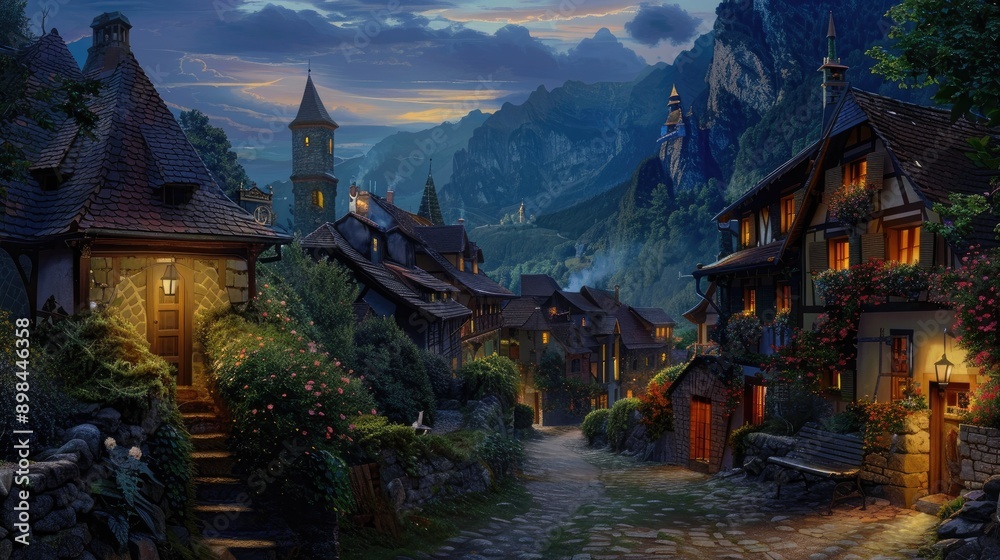 Evening Charm in the Village Evening Charm in the Village