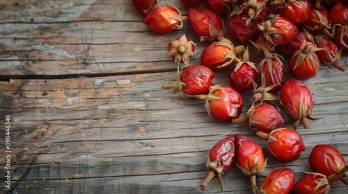 Dried rosehip berries for design interior and health photo