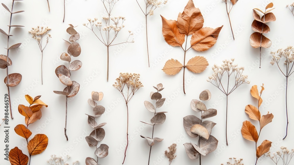 Dried foliage against white backdrop