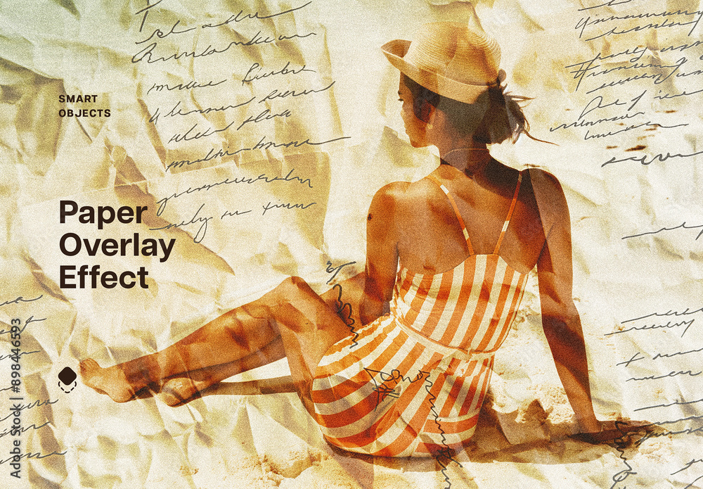 Crumpled Paper Overlay Photo Effect Mockup With Generative AI Stock ...