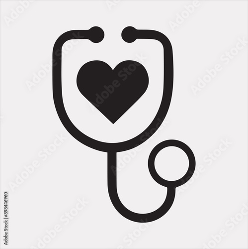 The stethoscope symbol health logo silhouette vector on a white background