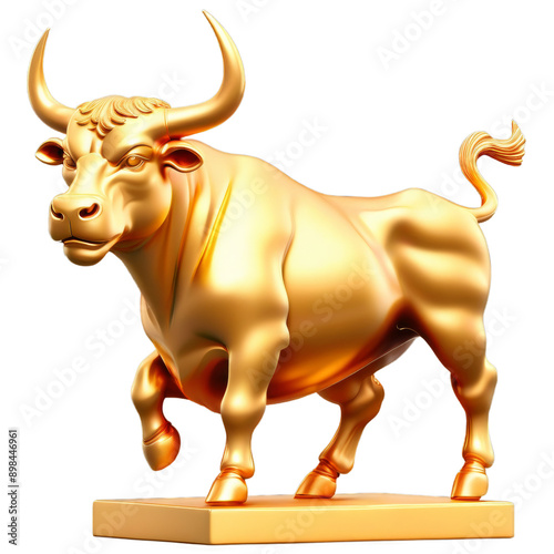 Sports gold bull. Cut out transparent background. - Generative AI