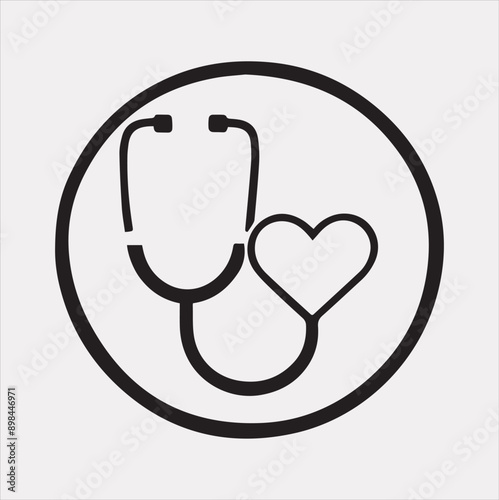 The stethoscope symbol health logo silhouette vector on a white background