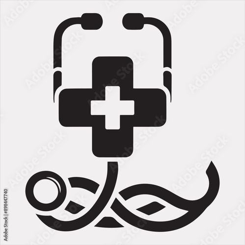 The stethoscope symbol health logo silhouette vector on a white background