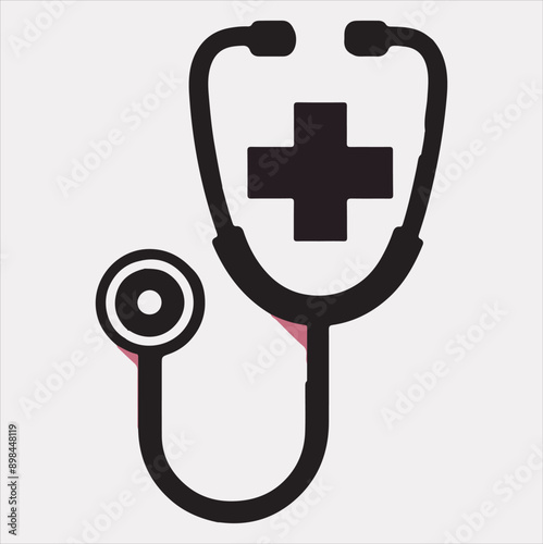 The stethoscope symbol health logo silhouette vector on a white background