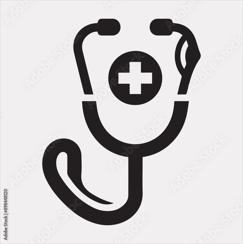 The stethoscope symbol health logo silhouette vector on a white background