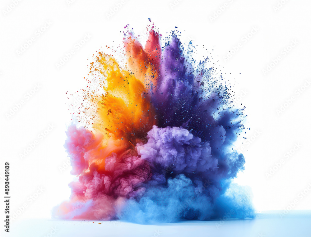 A colorful explosion of smoke and fire with a rainbow of colors. Scene is chaotic and explosive, with the colors blending together in a wild and unpredictable way A colorful explosion of smoke and fire with a rainbow of colors. Scene is chaotic and explosive, with the colors blending together in a wild and unpredictable way