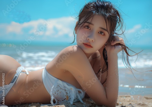 Relaxed Woman Enjoying the Beach