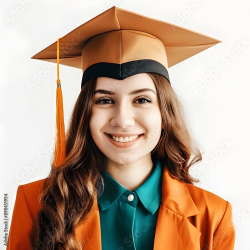 female graduate with diploma photo