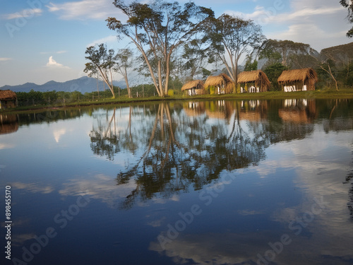 reflection of trees in the lake