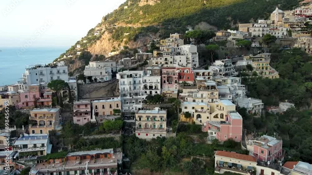 Aerial skyline view of Positano in Southern Italy Amalfi coast Aerial skyline view of Positano in Southern Italy Amalfi coast