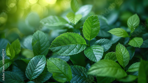 A lush green plant with leaves that are wet