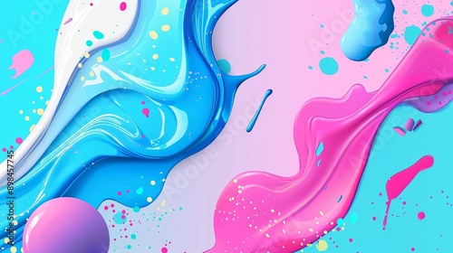 Colorful abstract background featuring pink and blue paint splashing