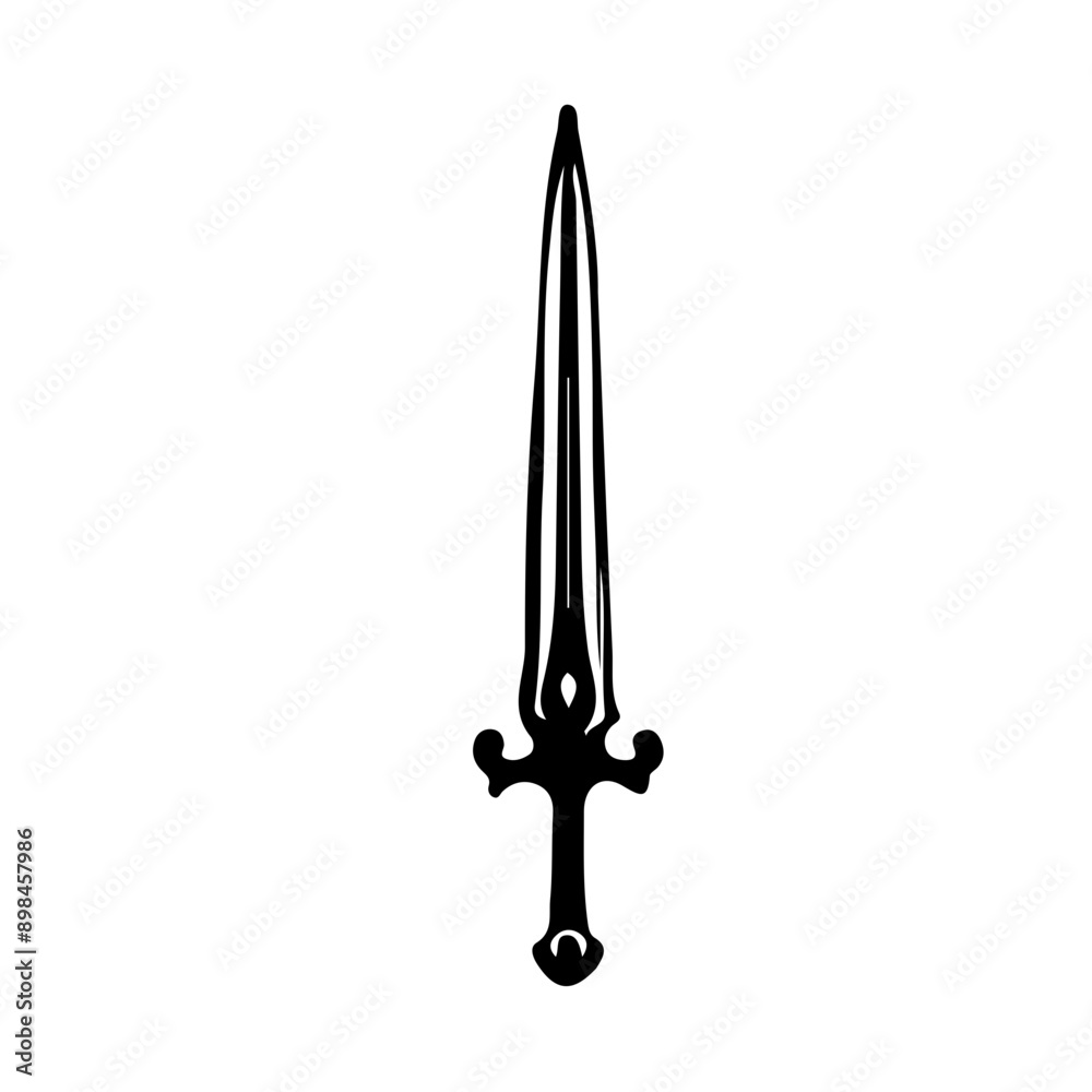 Silhouette sword isolated on white background Silhouette sword isolated on white background