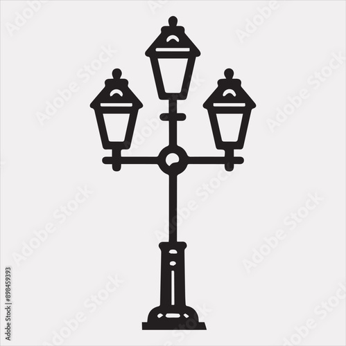 Street Lamp Thin line silhouette vector on white background