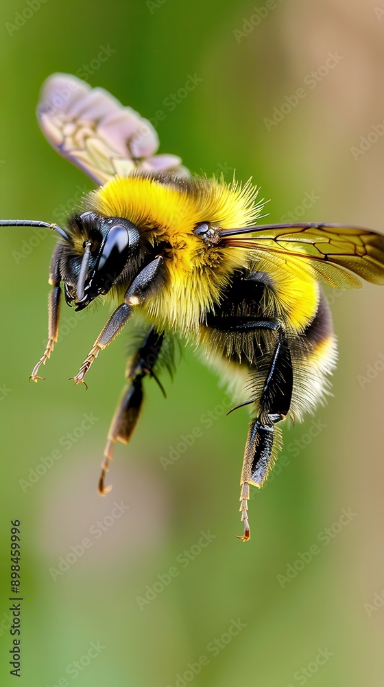 Close-up of Bee in Flight with Detailed Wing Motion and Copy Space, High-Speed Shutter Capture Close-up of Bee in Flight with Detailed Wing Motion and Copy Space, High-Speed Shutter Capture