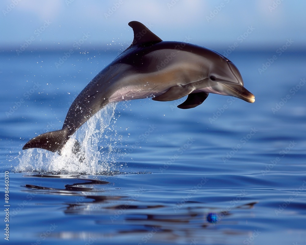 Fototapeta premium Graceful Dolphin Leaping Out of Water in High-Speed Capture