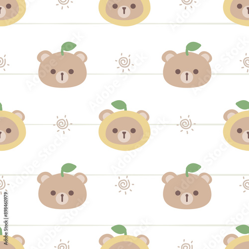 Seamless pattern with cute bear