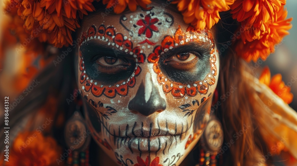 Creative image of Sugar Skull. Makeup for Halloween or Dia De Mertos holiday
