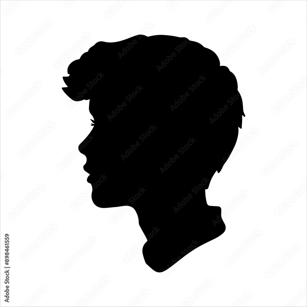 Handsome boy head silhouette on white background. Boy head icon vector sign illustration design. Handsome boy head silhouette on white background. Boy head icon vector sign illustration design.
