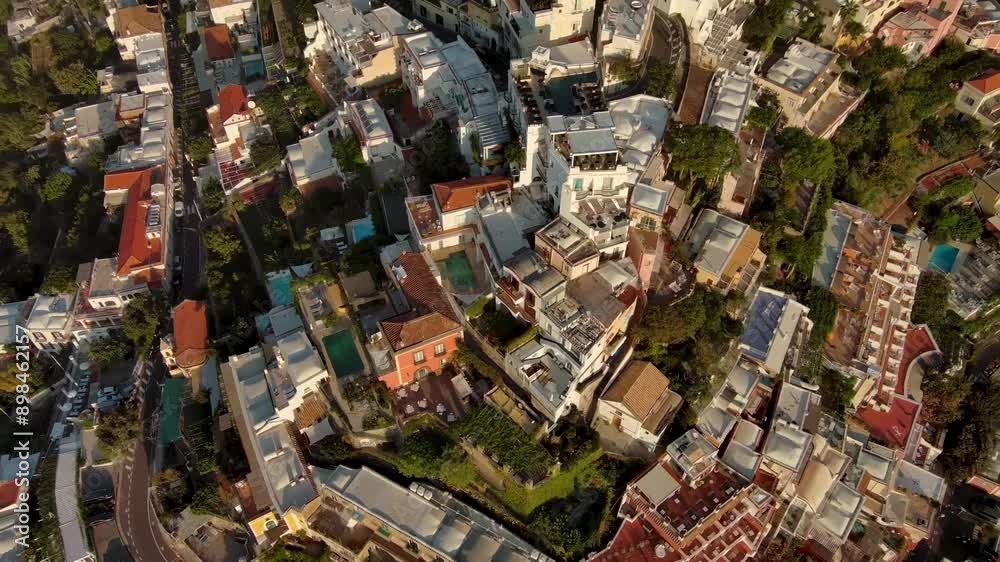 Aerial skyline view of Positano in Southern Italy Amalfi coast Aerial skyline view of Positano in Southern Italy Amalfi coast