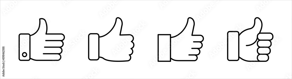 Thumbs up icon set, Black Thumb up icon on white background, Vector illustration. Thumbs up icon set, Black Thumb up icon on white background, Vector illustration.