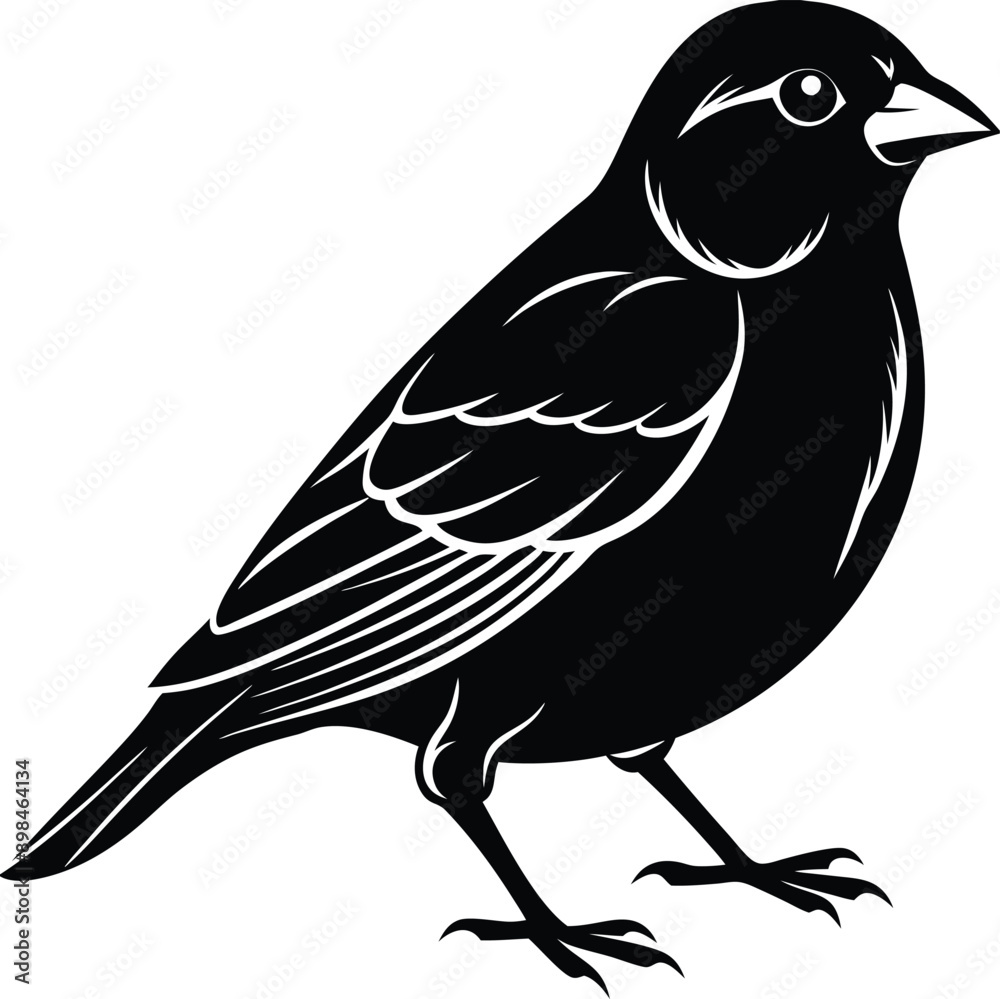 Obraz premium Black and white silhouette of a sparrow
