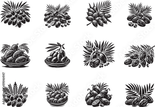 Dates Fruit Silhouette Vector Illustration