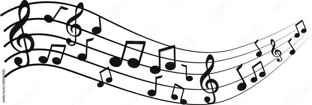 Music notes wave, Curve musical signs, sound wave line symbol, acoustic composition, Musical note, music sound, musical waves Music notes wave, Curve musical signs, sound wave line symbol, acoustic composition, Musical note, music sound, musical waves