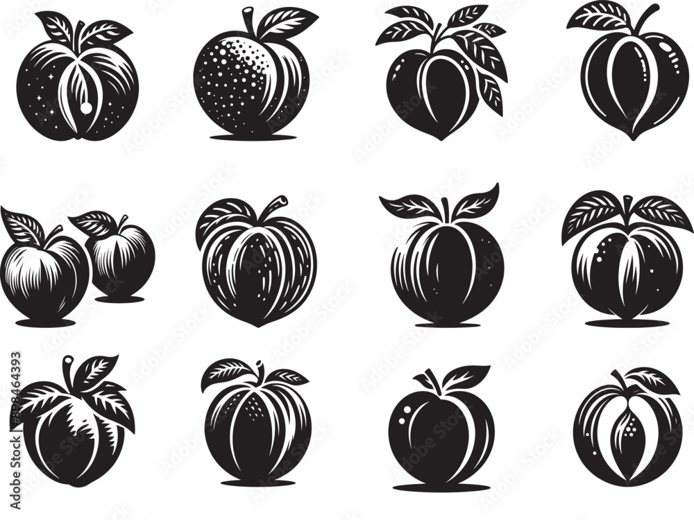 Peach Fruit Silhouette Vector Illustration