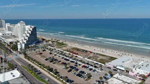 Daytona Beach Aerial 180 Pan north to south coastline
