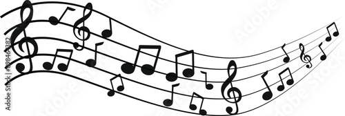 Music notes wave, Curve musical signs, sound wave line symbol, acoustic composition, Musical note, music sound, musical waves