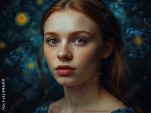 portrait of a woman 
with blue eyes