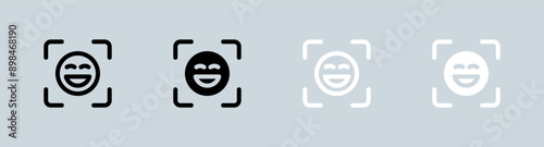 Selfie icon set in black and white. Photo signs vector illustration.