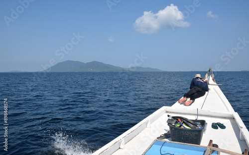 sailing in the middle of the sea with a view of the blue sea