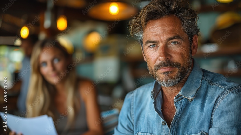 A focused man, dressed in a denim shirt, is engrossed in his work in a rustic, warmly lit setting. This image captures dedication and a sense of craftsmanship and purpose. A focused man, dressed in a denim shirt, is engrossed in his work in a rustic, warmly lit setting. This image captures dedication and a sense of craftsmanship and purpose.