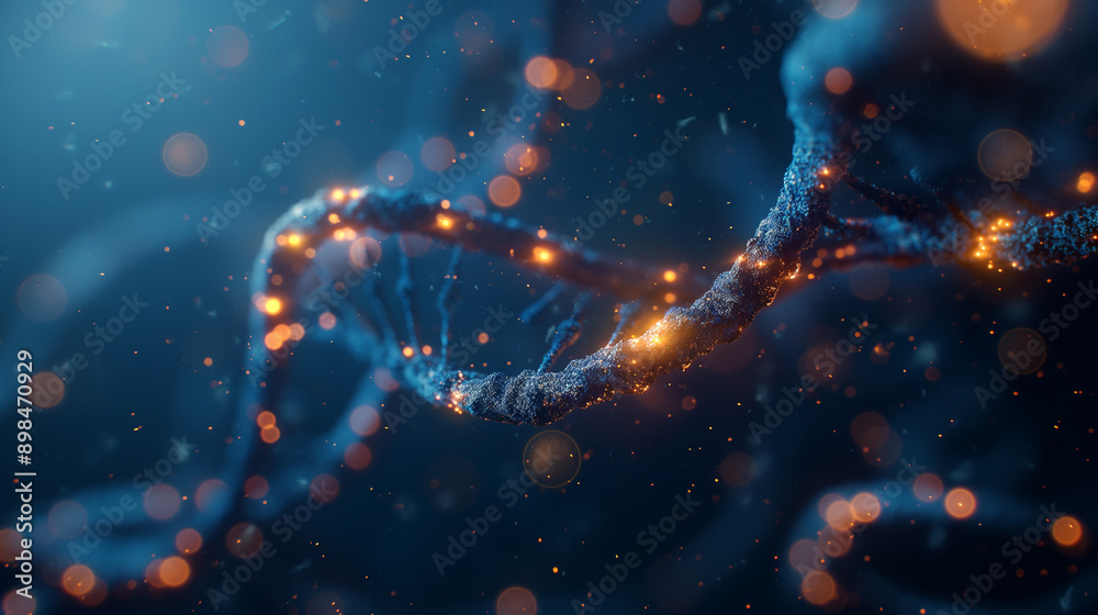 A Close-Up View of a Glowing DNA Double Helix A Close-Up View of a Glowing DNA Double Helix