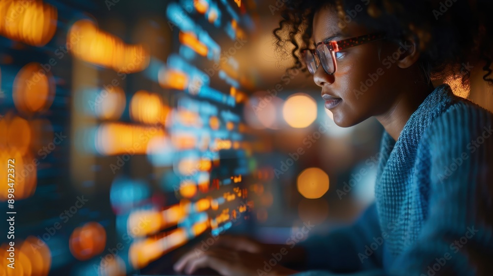 A focused coder working on a computer with a display showing colorful lines of code, representing the dedication and skill involved in programming and software development. A focused coder working on a computer with a display showing colorful lines of code, representing the dedication and skill involved in programming and software development.