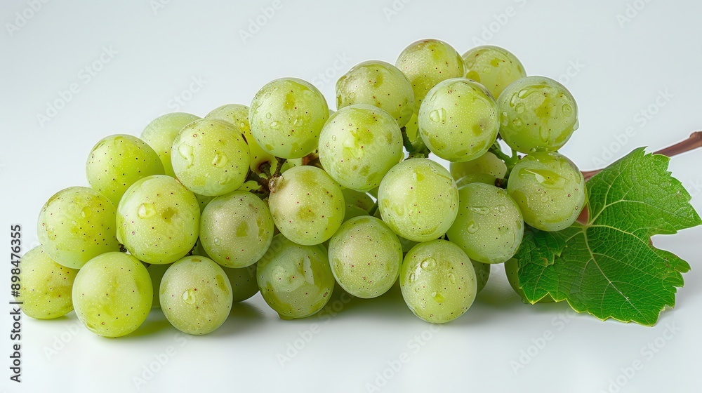 Fresh Green Grapes on White Background - Organic Grape Cluster for Healthy Eating Concept Fresh Green Grapes on White Background - Organic Grape Cluster for Healthy Eating Concept