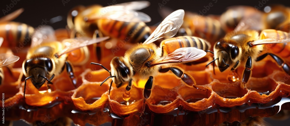 Honey bees fly with their flock Honey bees fly with their flock