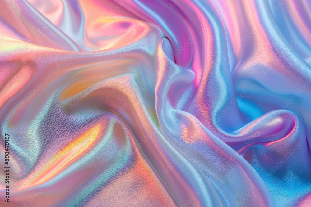 Vibrant, iridescent fabric with colorful lights reflecting off silky folds. Perfect background for fashion, textiles, or artistic design projects. Vibrant, iridescent fabric with colorful lights reflecting off silky folds. Perfect background for fashion, textiles, or artistic design projects.
