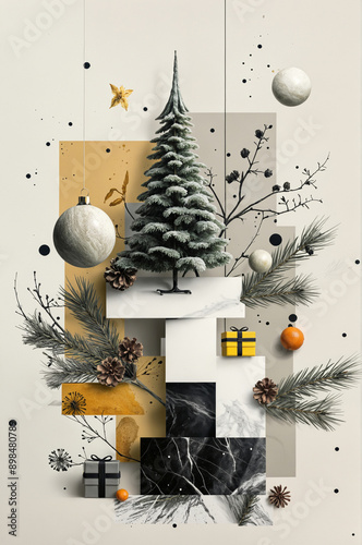 Christmas postcard collage.