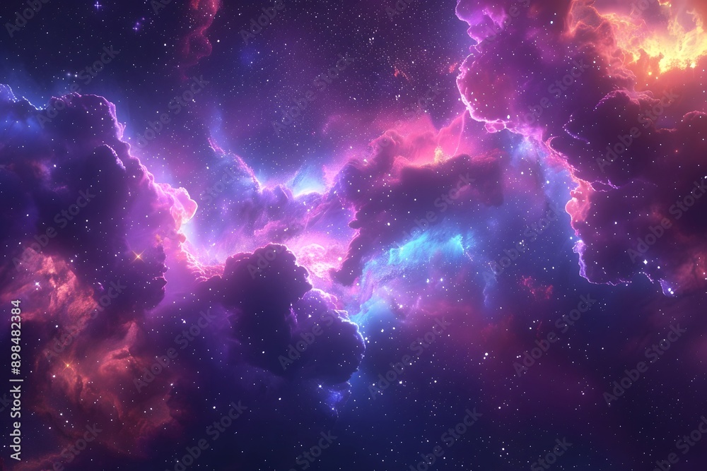 Fototapeta premium Mesmerizing Cosmic Nebula with Vibrant Colors and Starry Sky